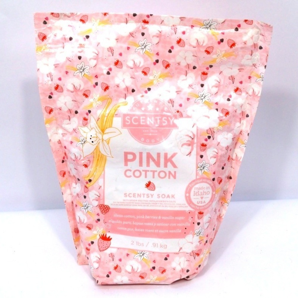 Scentsy Pink Cotton Scentsy Soak 2lb Bath Salts Epsom Pink Himalayan New HTF